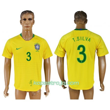 Billiga Fotbollströjor Brasilien Thiago Silva 14 WM 2018 Hemma tröja