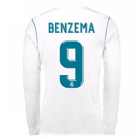 Billiga Fotbollströjor Real Madrid Karim Benzema 9 Hemma tröja 2017/18 Långärmad