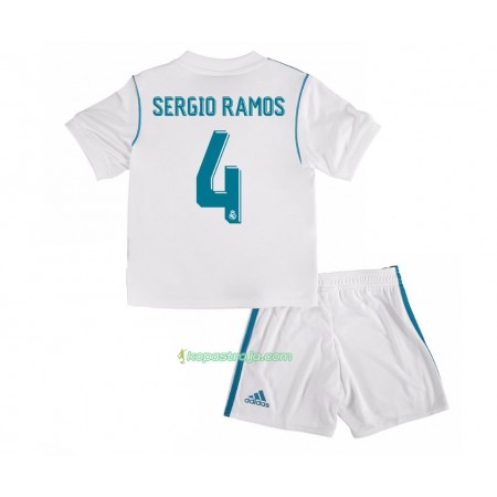 Billiga Fotbollströjor Real Madrid Sergio Ramos 4 Barn Hemma tröja 2017/18 Kortärmad