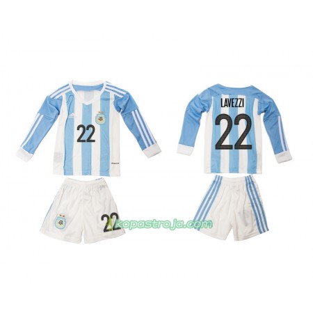 Billiga Fotbollströjor Argentina Lavezzi 22 Barn Hemma tröja 2016 Långärmad