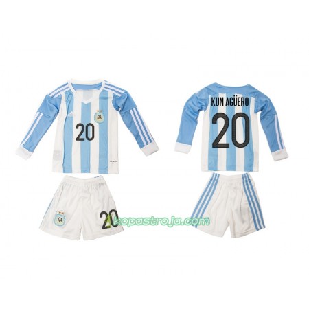 Billiga Fotbollströjor Argentina Kun Aguero 20 Barn Hemma tröja 2016 Långärmad