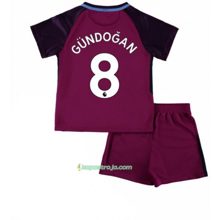 Billiga Fotbollströjor Manchester City Ilkay Gundogan 8 Barn Borta tröja 2017/18 Kortärmad