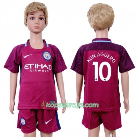 Billiga Fotbollströjor Manchester City Sergio Aguero 10 Barn Borta tröja 2017/18 Kortärmad