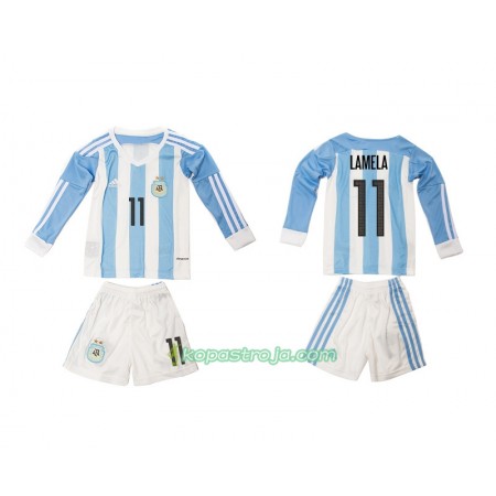 Billiga Fotbollströjor Argentina Lamela 11 Barn Hemma tröja 2016 Långärmad