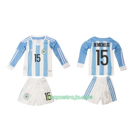 Billiga Fotbollströjor Argentina Demichelis 15 Barn Hemma tröja 2016 Långärmad