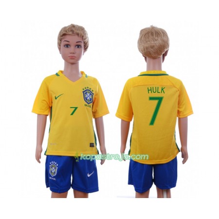 Billiga Fotbollströjor Brasilien Hulk 7 Barn Hemma tröja 2016 Kortärmad