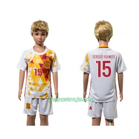 Billiga Fotbollströjor Spanien Ramos 15 Barn Borta tröja 2016 Kortärmad