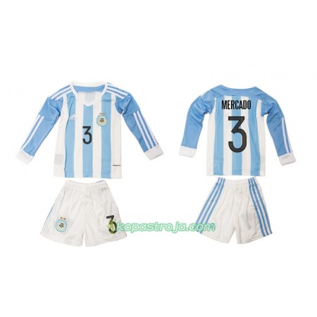 Billiga Fotbollströjor Argentina Mercado 3 Barn Hemma tröja 2016 Långärmad