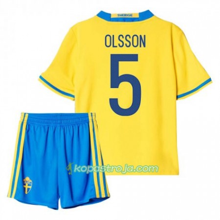 Billiga Fotbollströjor Sverige Olsson 5 Barn Hemma tröja 2016 Kortärmad