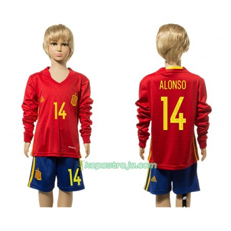 Billiga Fotbollströjor Spanien Alonso 14 Barn Hemma tröja 2016 Långärmad