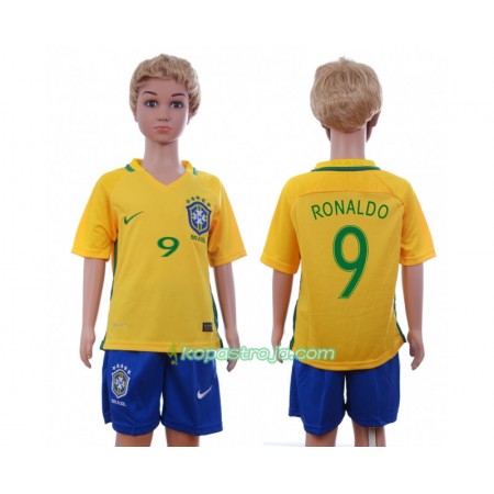 Billiga Fotbollströjor Brasilien Ronaldo 9 Barn Hemma tröja 2016 Kortärmad