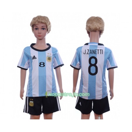 Billiga Fotbollströjor Argentina J.Zanetti 8 Barn Hemma tröja 2016 Kortärmad
