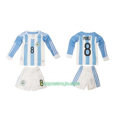 Billiga Fotbollströjor Argentina Perez 8 Barn Hemma tröja 2016 Långärmad