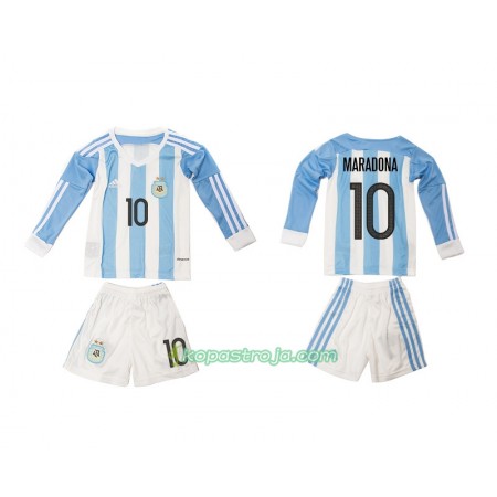 Billiga Fotbollströjor Argentina Maradona 10 Barn Hemma tröja 2016 Långärmad