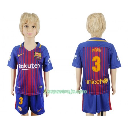 Billiga Fotbollströjor FC Barcelona Gerard Pique 3 Barn Hemma tröja 2017/18 Kortärmad