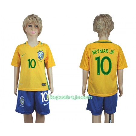 Billiga Fotbollströjor Brasilien Neymar JR 10 Barn Hemma tröja 2016 Kortärmad