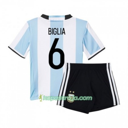 Billiga Fotbollströjor Argentina Biglia 6 Barn Hemma tröja 2016 Kortärmad