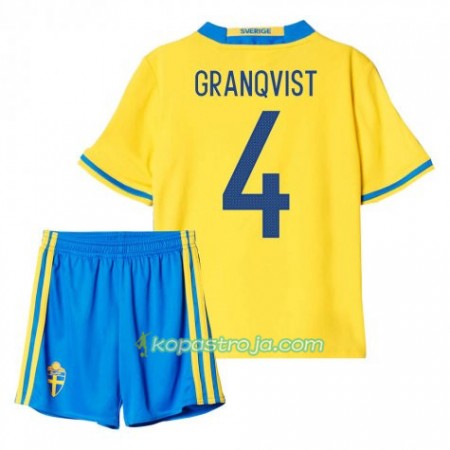 Billiga Fotbollströjor Sverige Granqvist 4 Barn Hemma tröja 2016 Kortärmad