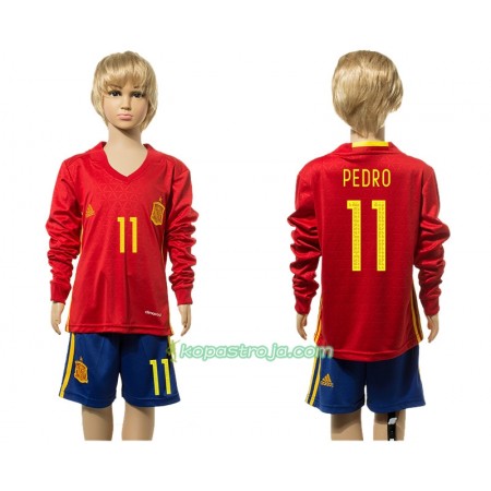 Billiga Fotbollströjor Spanien Pedro 11 Barn Hemma tröja 2016 Långärmad