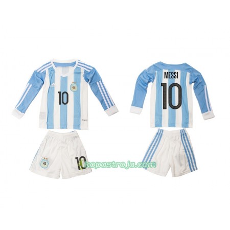 Billiga Fotbollströjor Argentina Lionel Messi 10 Barn Hemma tröja 2016 Långärmad